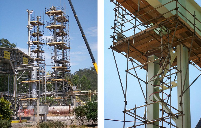 obra com instalação de andaime